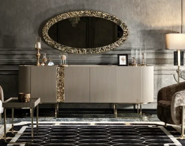 Lyon Sideboard + Mirror (Black/Cappuccino/Cream)