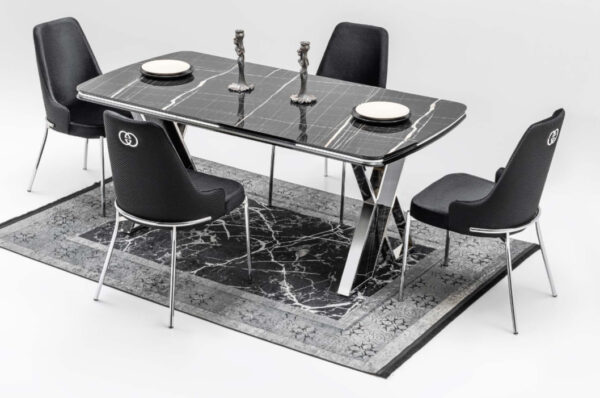 Sierra Dining Table (Light Grey/Cream/Black) - Image 11