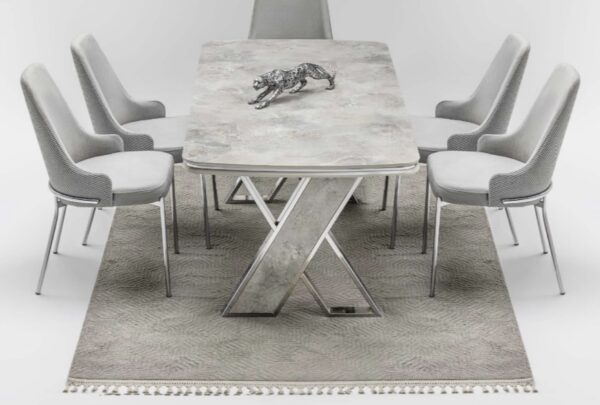 Sierra Dining Table (Light Grey/Cream/Black) - Image 10