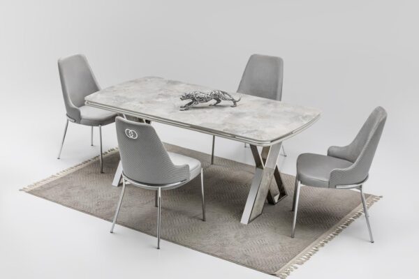 Sierra Dining Table (Light Grey/Cream/Black) - Image 4